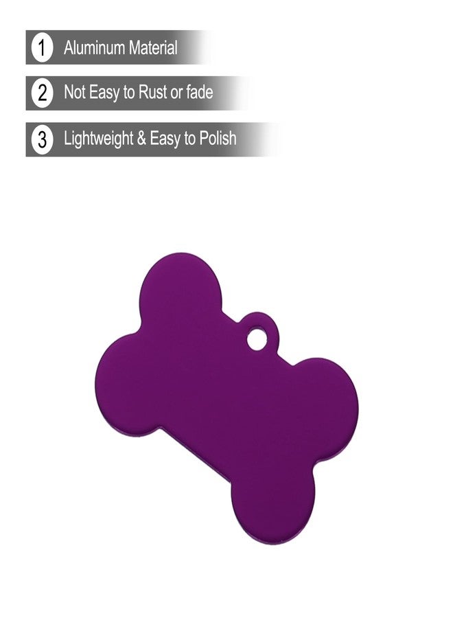 MECCANIXITY Bone Shaped Dog Tag Pet ID Tags, 38mmx25mm/1.5" x1 Metal Purple Blank Dog Tags Cat Tags with Ring for Dog Cat, Pendant Crafts, Pack of 30 - Image 4